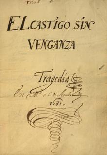 Portada del manuscrito autógrafo original de Lope de Vega, fechado en 1631