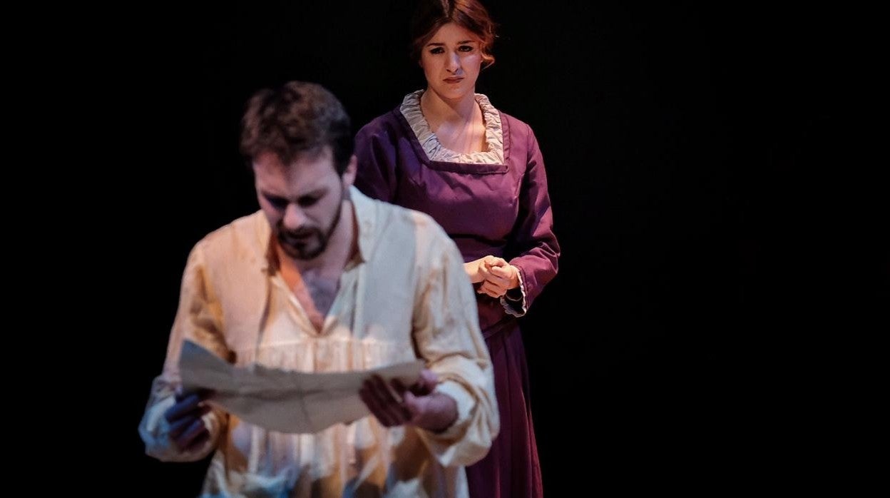 Juan Collantes de Terán (Juan de Mesa) y Candela Cruz (María Flores) en una escena de la obra