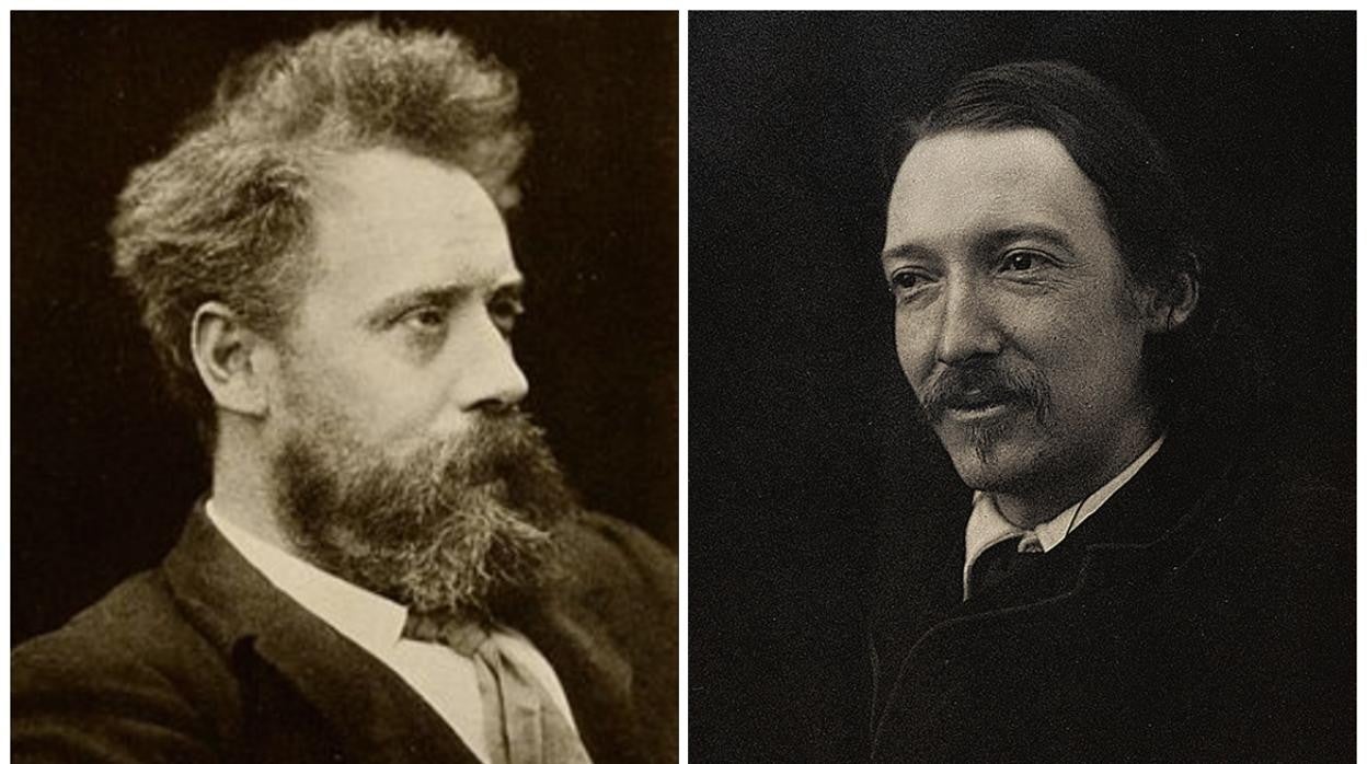 William Ernest Henley (izquierda), que inspiró a Stevenson (derecha) su célebre personaje Long John Silver