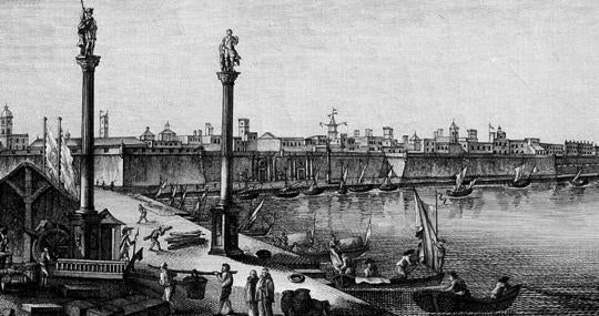 ’Vista de Cádiz en 1795’, grabado de Tomás López Enguídanos