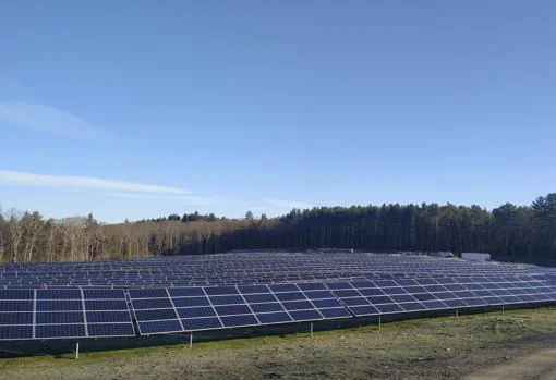 Planta fotovoltáica en McDougle, en Massachussets (EE.UU.), y al fondo el sistema de almacenamiento de energía suministrado por CEN Solutions
