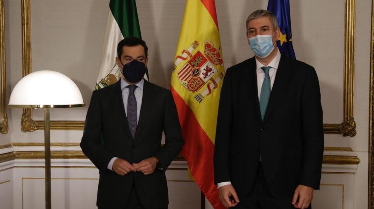 Juanma Moreno y José Vicente de los Mozos en el Palacio de San Telmo