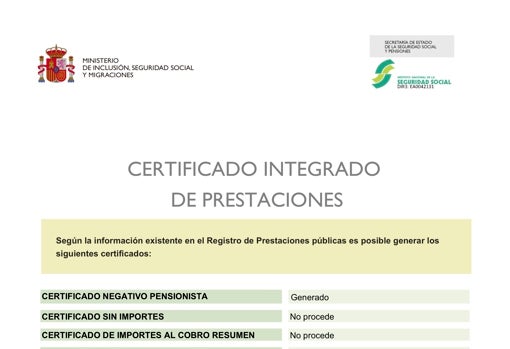 El documento de la Seguridad Social que ofrece la información pormenorizada de las pensiones percibidas