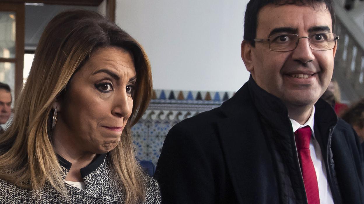 Susana Díaz y Mario Jiménez, este jueves en el Parlamento de Andalucía