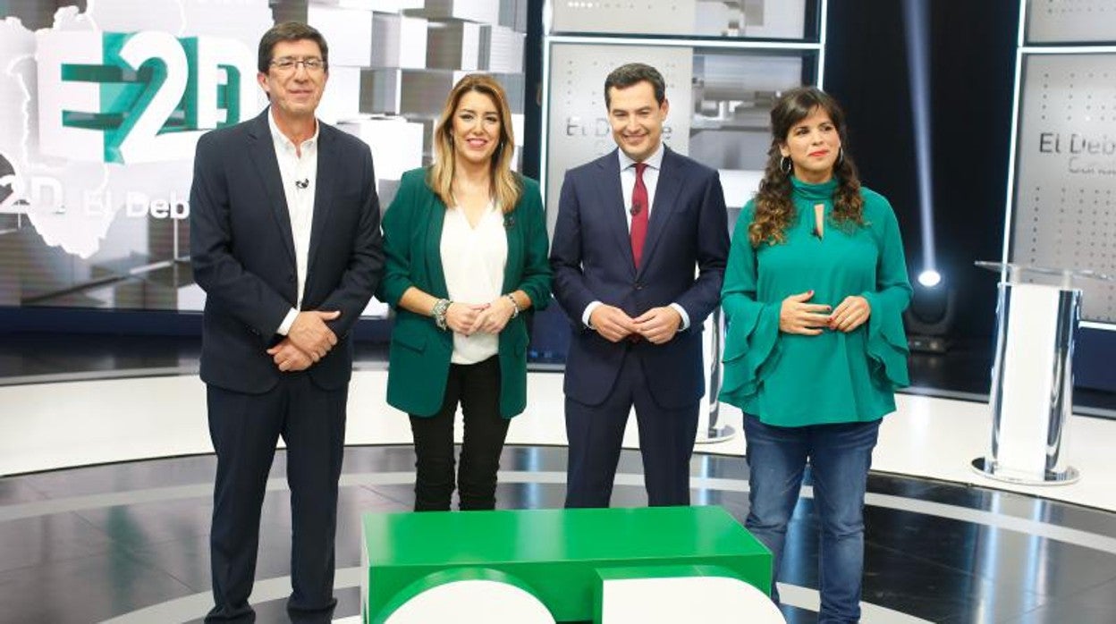 Los candidatos a la Presidencia de la Junta en el debate electoral de Canal Sur en 2018