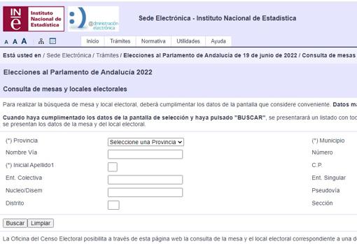 Captura de la web del Instituto Nacional de Estadística