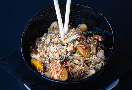 Noodles de abanico ibérico