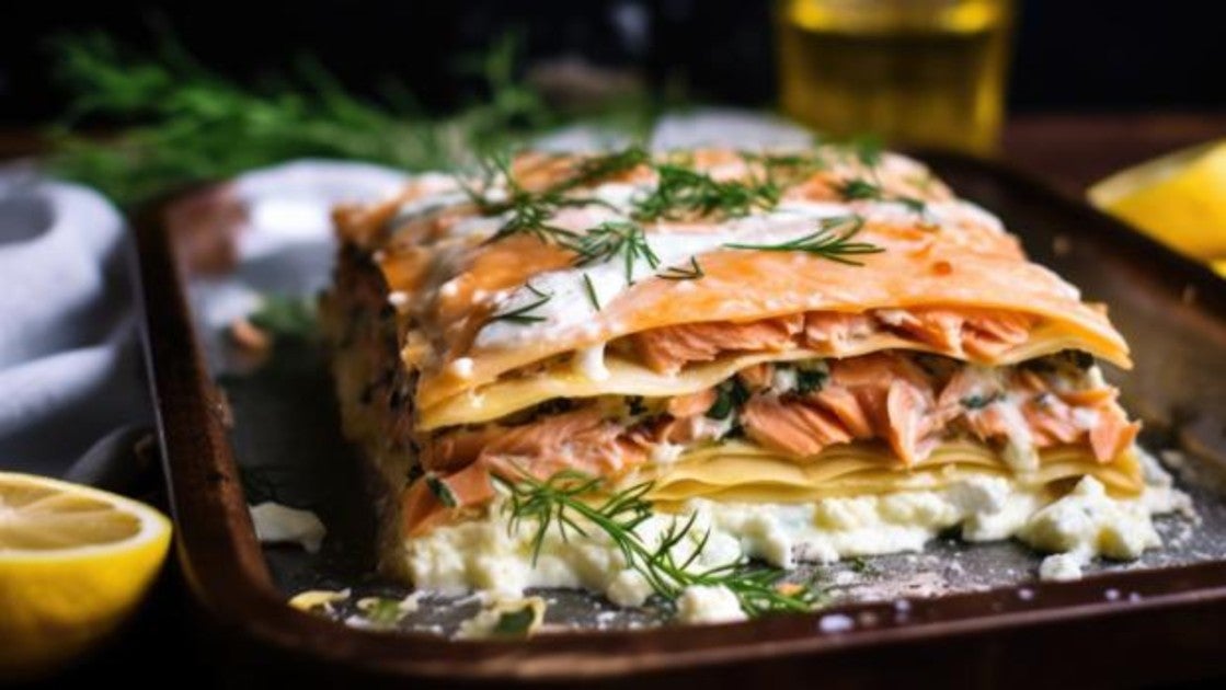 Lasaña con salmón y verduras asadas paso a paso