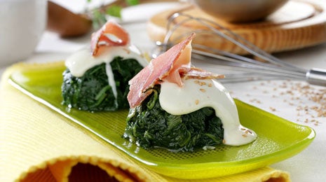Espinacas con bechamel y jamón - Gurmé