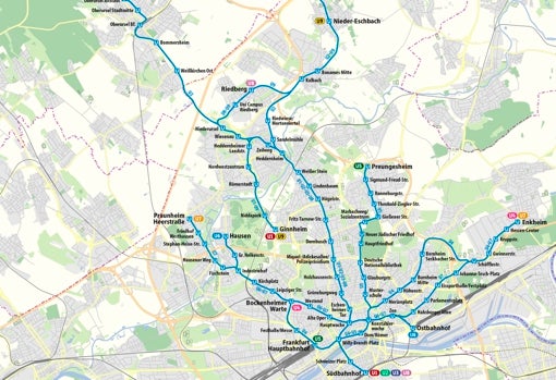 La red de metro de Frankfurt