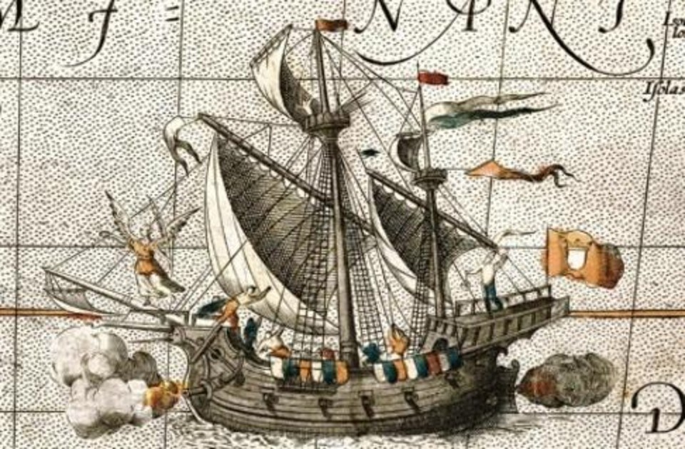 Ilustración sobre la expedición de Magallanes y Elcano