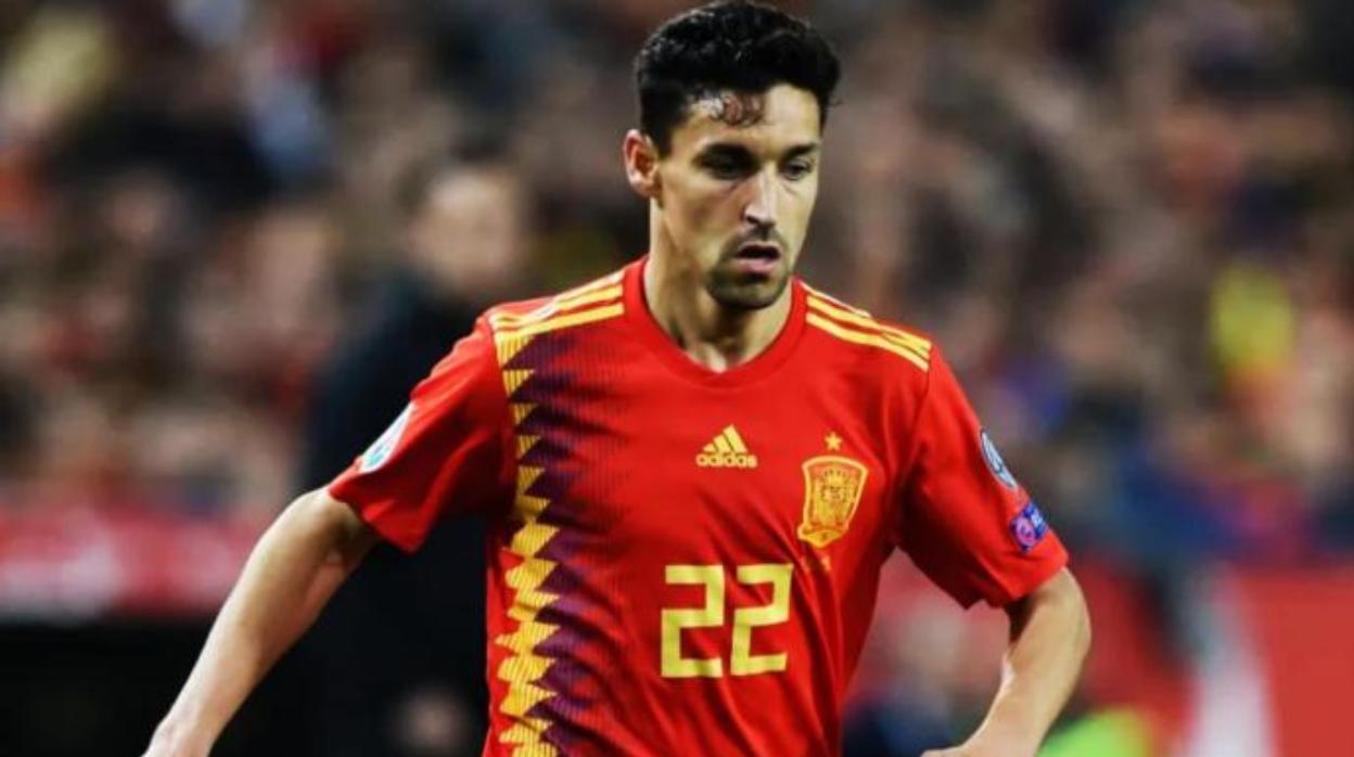 Jesús Navas, en un partido con España