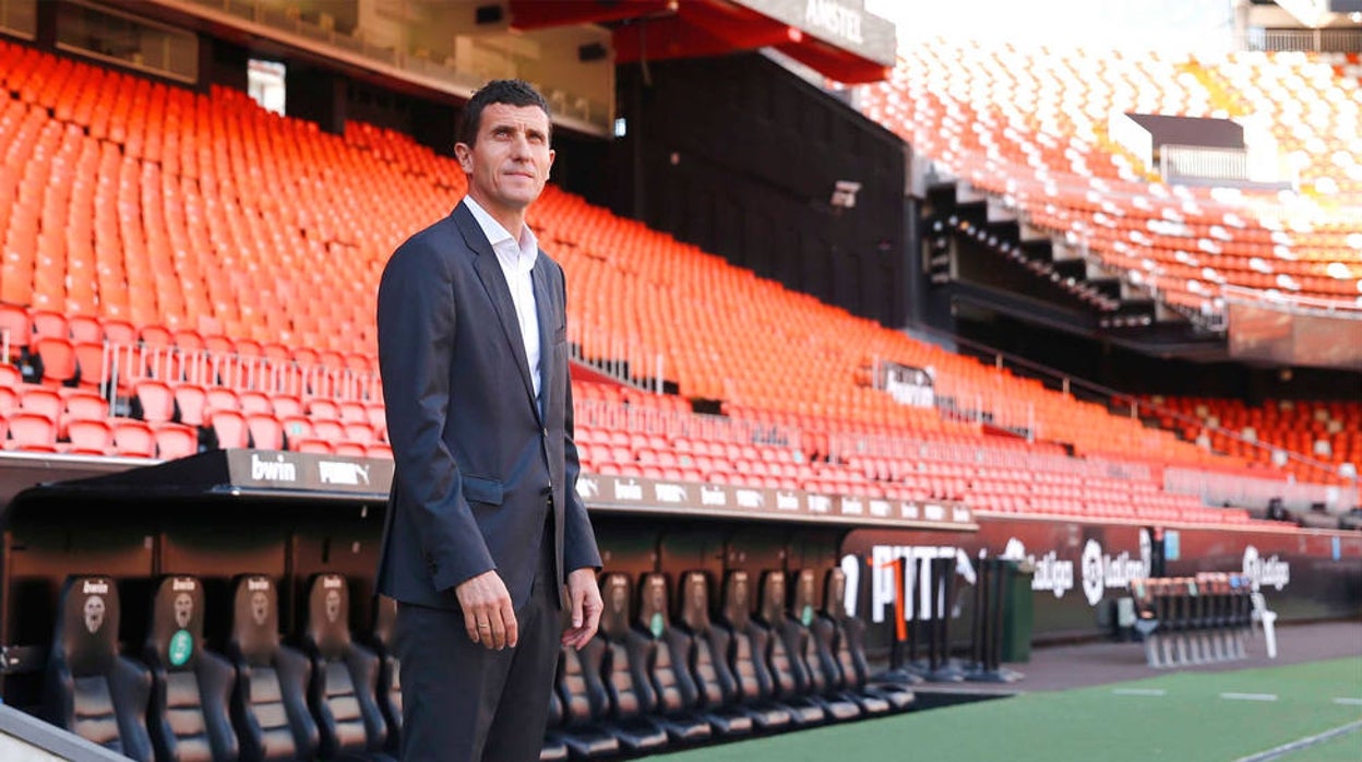 Javi Gracia, en el estadio de Mestalla