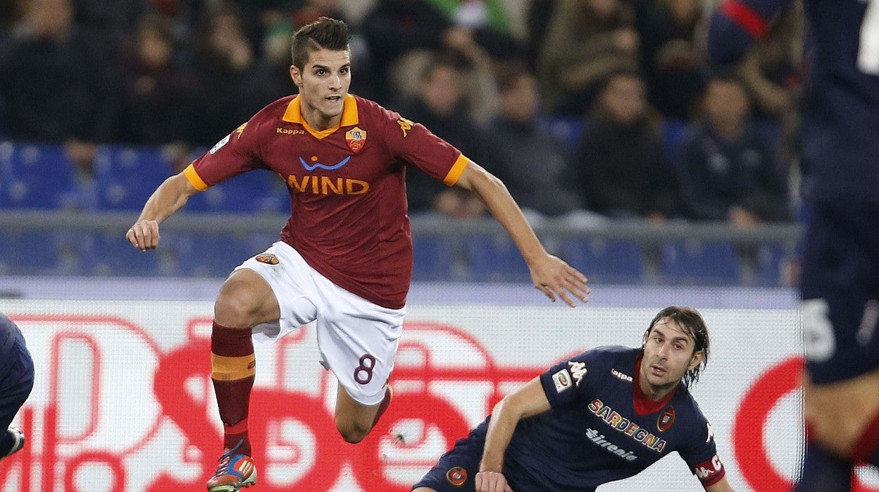 Lamela, en un partido con la Roma