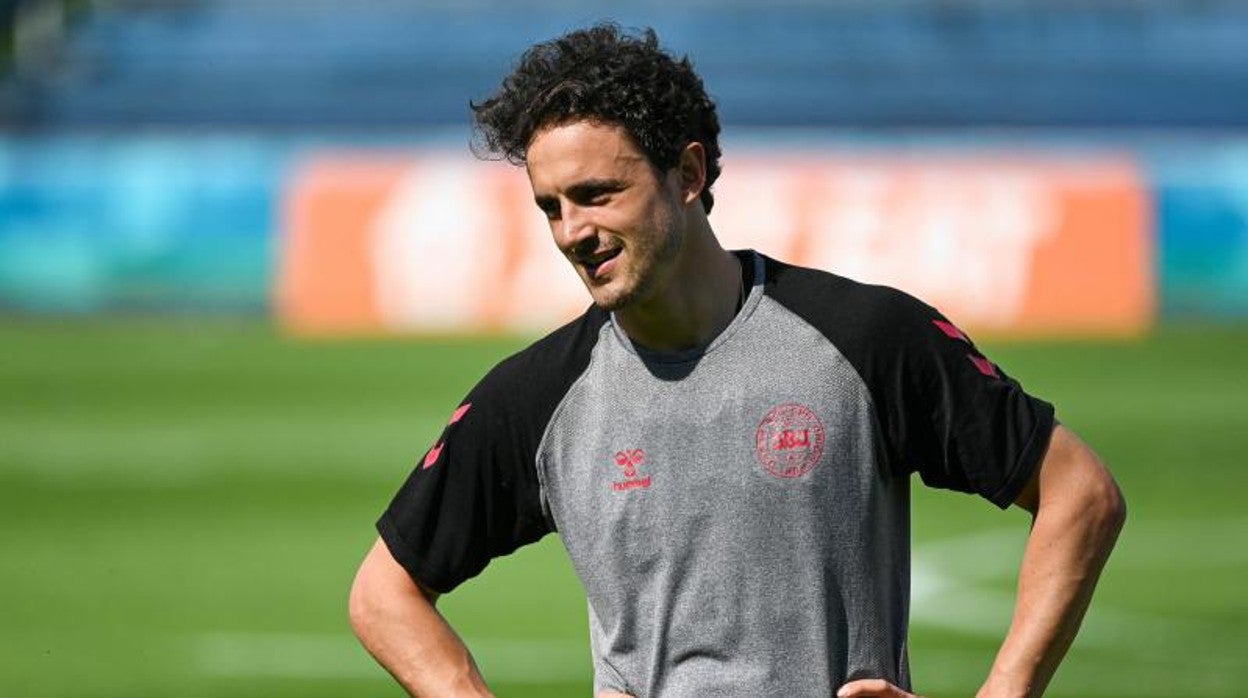 Thomas Delaney en un entrenamiento con la selección de Dinamarca