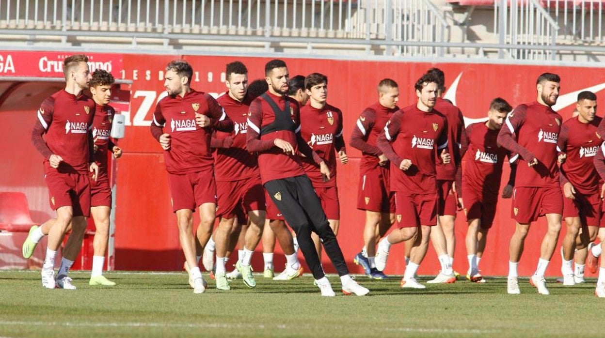 En-Nesyri, en el entrenamiento de esta mañana en la ciudad deportiva