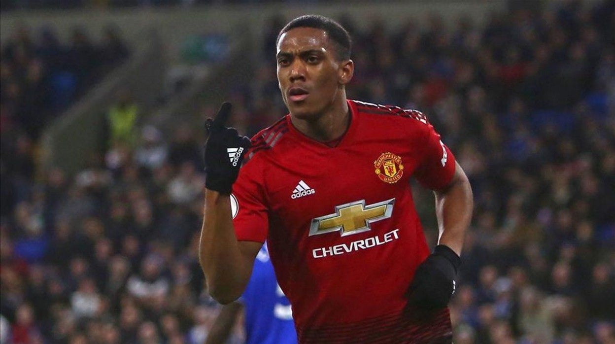 Anthony Martial celebra un gol con el Manchester United