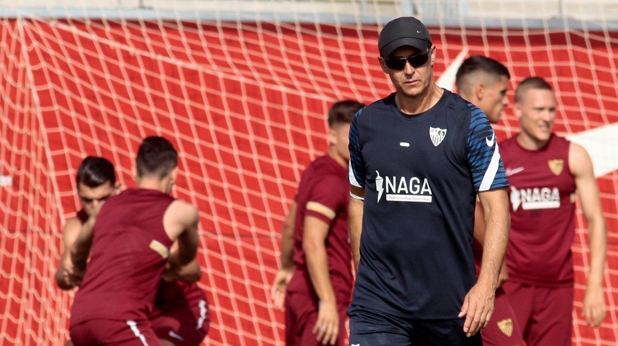 Julen Lopetegui durante un entrenamiento de esta temporada del Sevilla FC