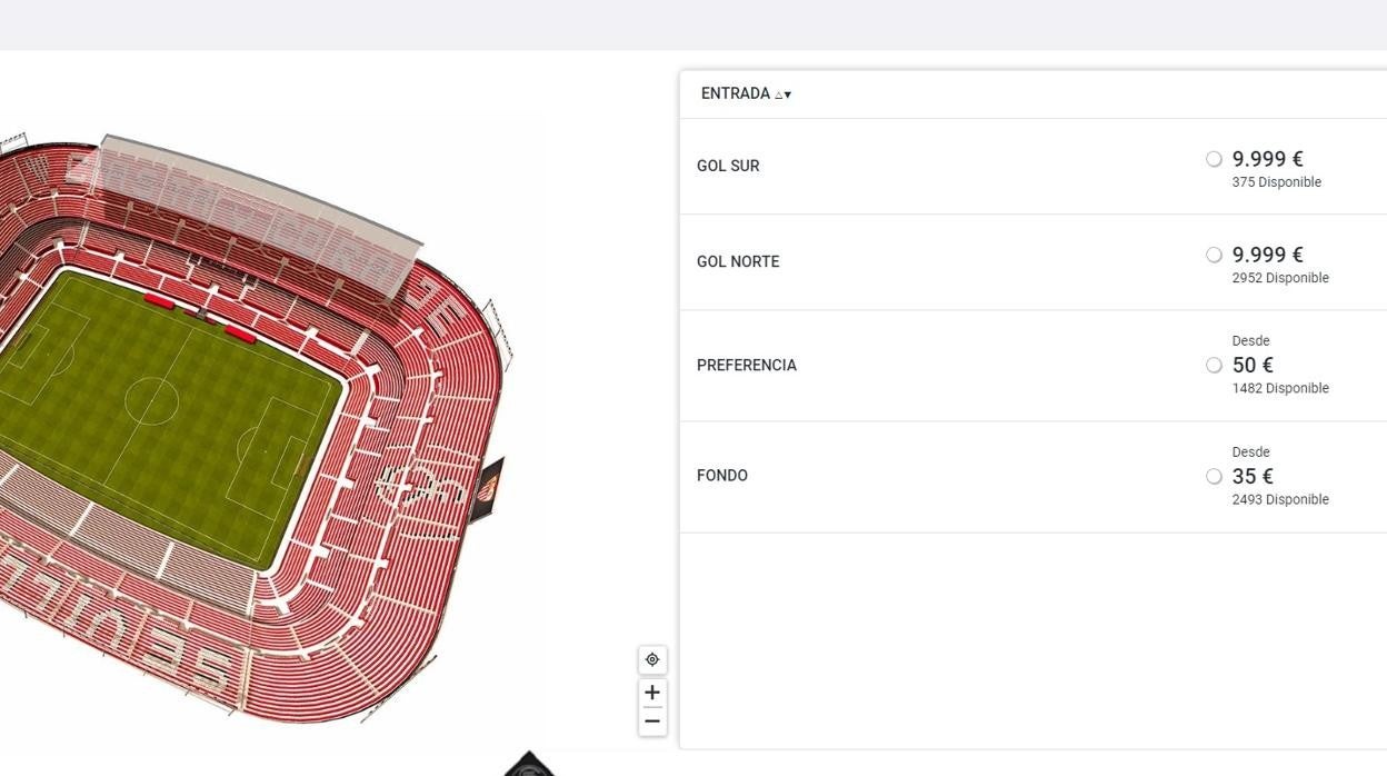 Precio de las entradas para el público en el Sevilla-West Ham