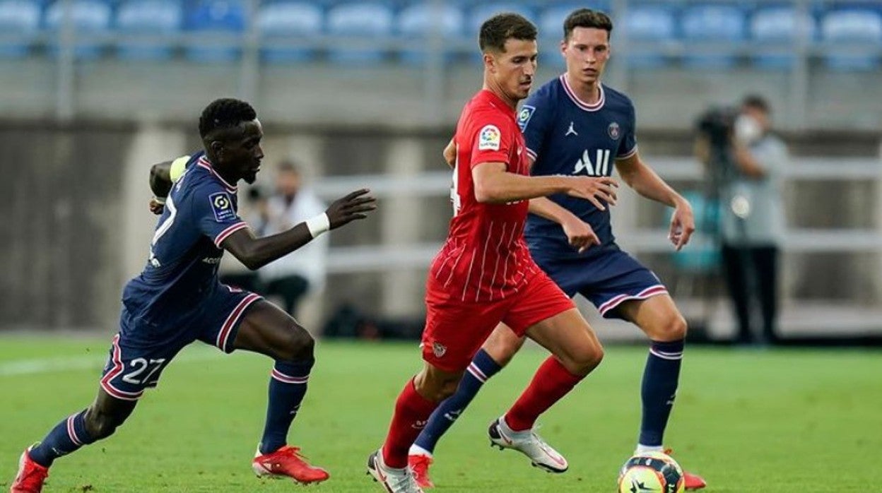 Pedro Ortiz, en el amistoso del Sevilla frente al PSG