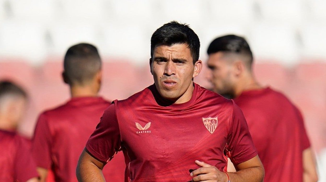 Marcos Acuña durante el entrenamiento vespertino del miércoles