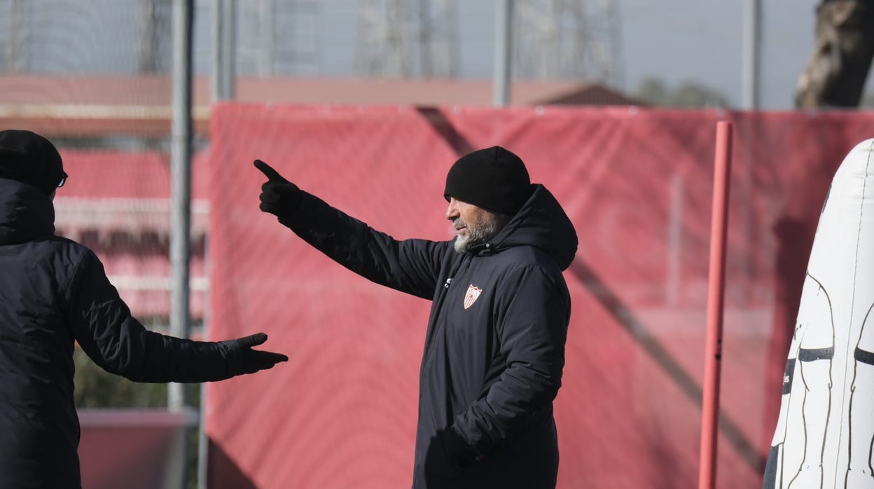 Jorge Sampaoli, en el entrenamiento de este viernes en la ciudad deportiva