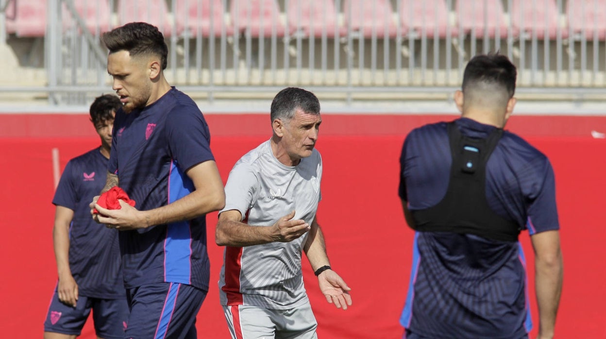 Mendilibar, en un entrenamiento de la pasada temporada