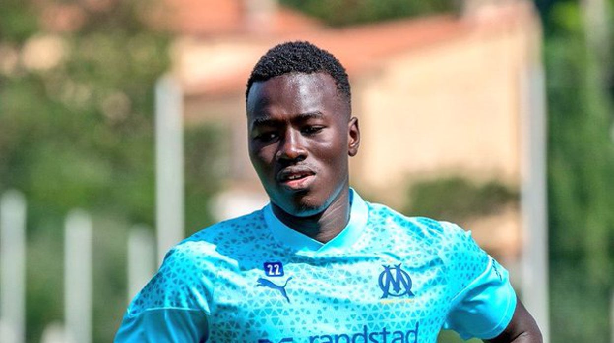 Pape Gueye, en un entrenamiento con el Olympique de Marsella esta pretemporada