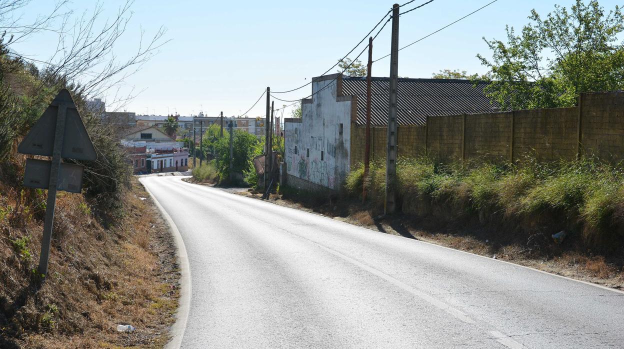 Un tramo de la carretera que concecta Nueva Sevilla (Castilleja de la Cuesta) con el término municipal de Tomares