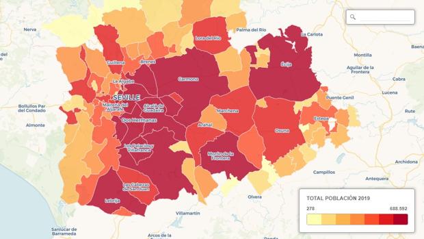 Los pueblos de la provincia de Sevilla, sin la capital, ganan este año 2.600 habitantes en su conjunto