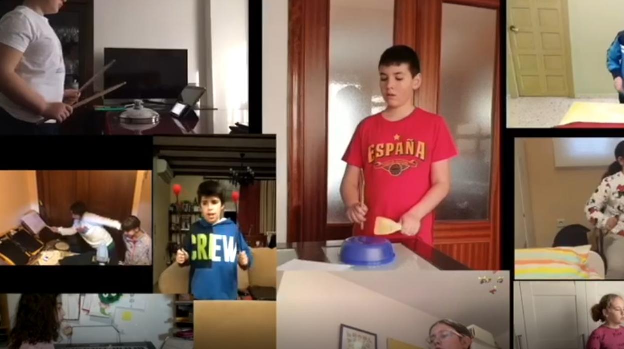 Los alumnos de percusión se han reunido para ensayar a distancia gracias a las nuevas tecnologías