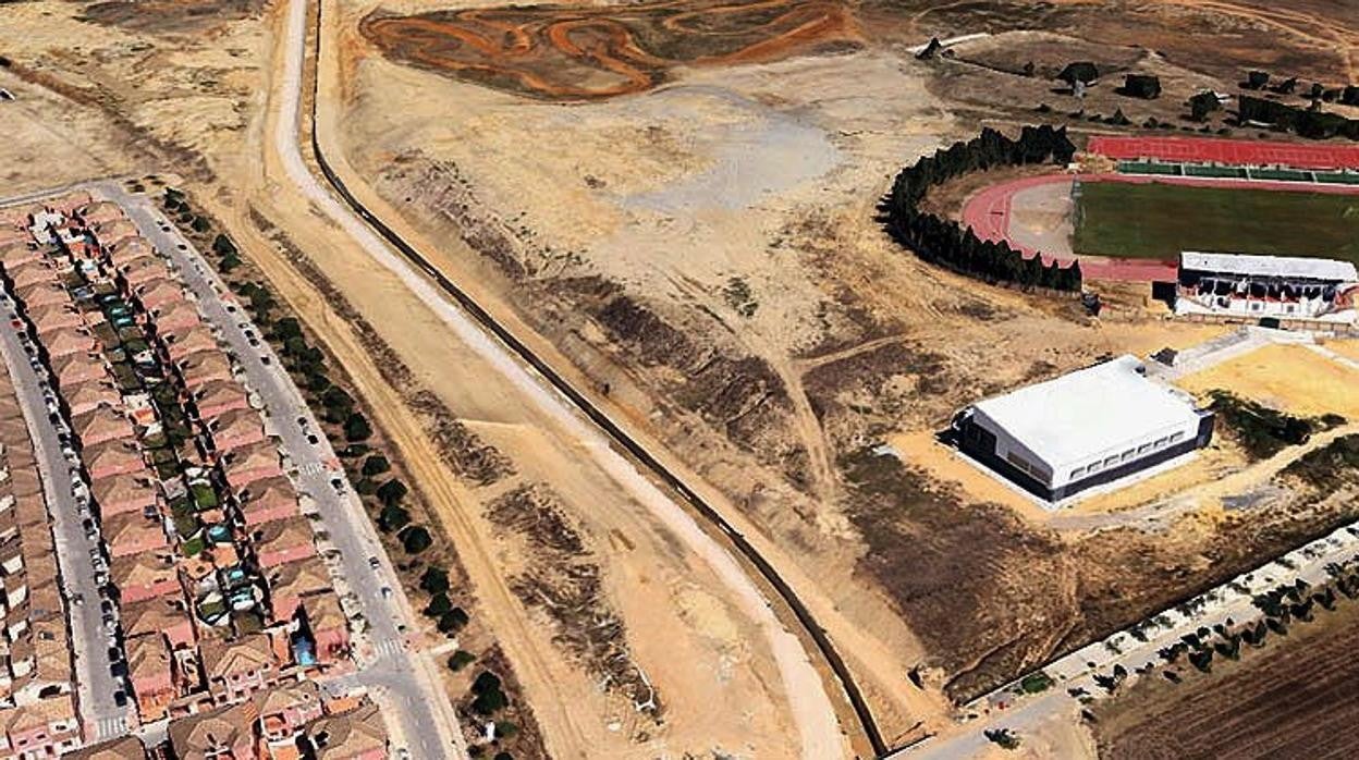 Imagen área de la zona en la que se va a ubicar el futuro parque de Vistalegre de Utrera