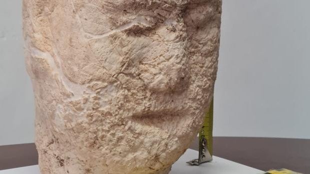 Un vecino de El Rubio halla una cabeza iberoturdetana de piedra mientras paseaba por el campo