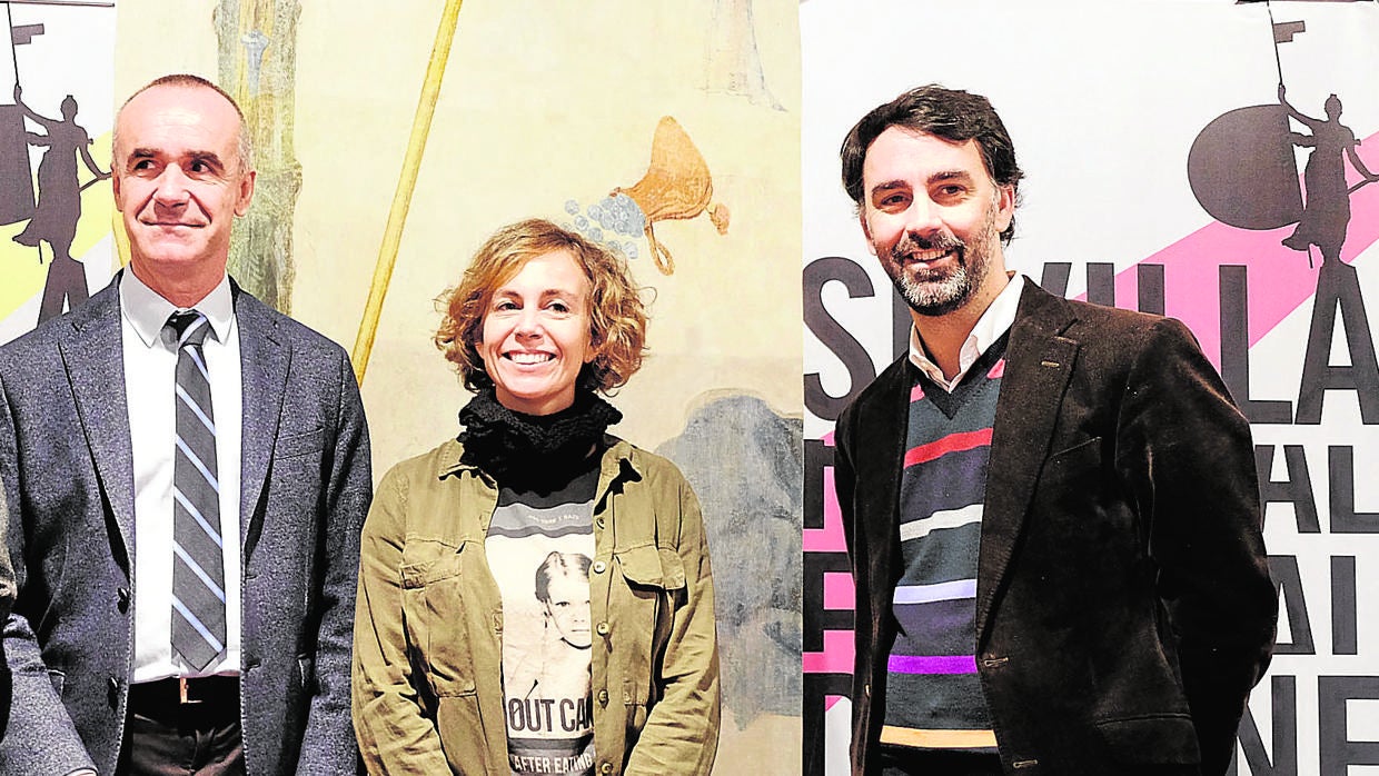 El exgerente del ICAS, Francisco Cerrejón —a la derecha—, con el delegado y la directora general de Cultura