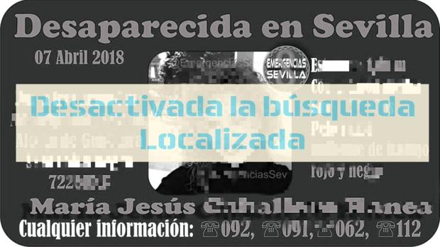 Localizada en buen estado la mujer desaparecida en Sevilla