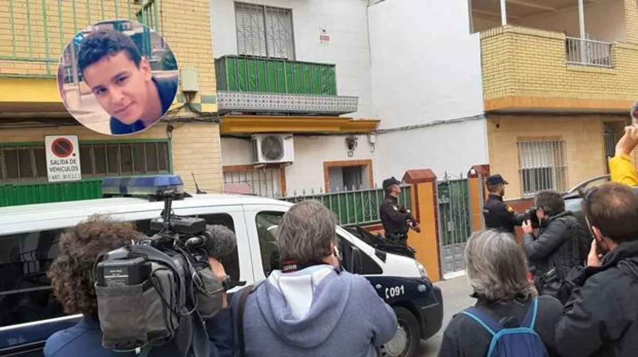 El detenido, en la imagen superior, y la entrada de su casa del barrio La Plata, rodeado de periodistas