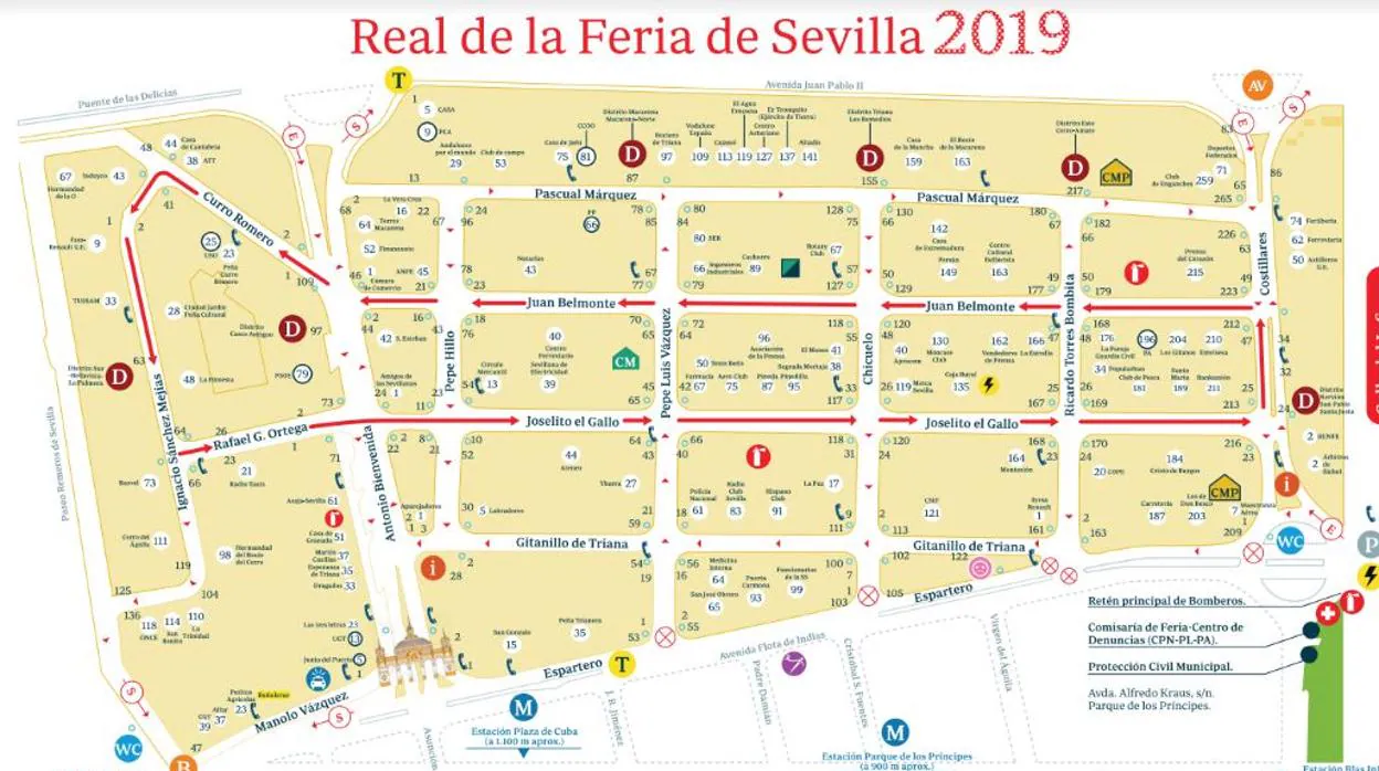 Plano de la Feria de Abril de Sevilla 2019: Todas las calles