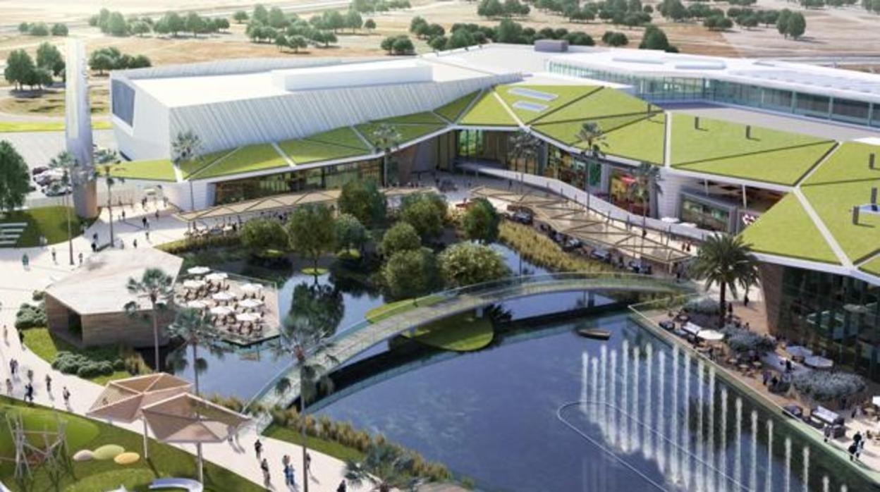 Vista aérea del centro comercial Lagoh, situado en Palmas Altas