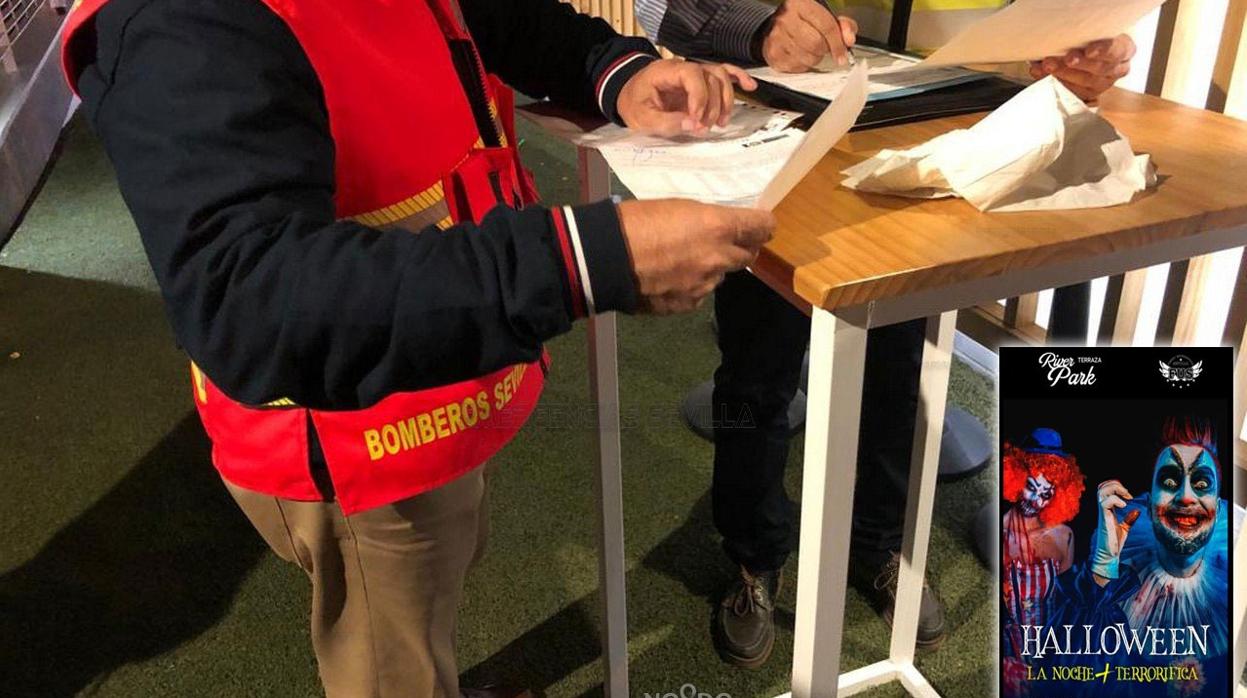 Los técnicos levantan acta de la inspección realizada esta pasada madrugada en la terraza