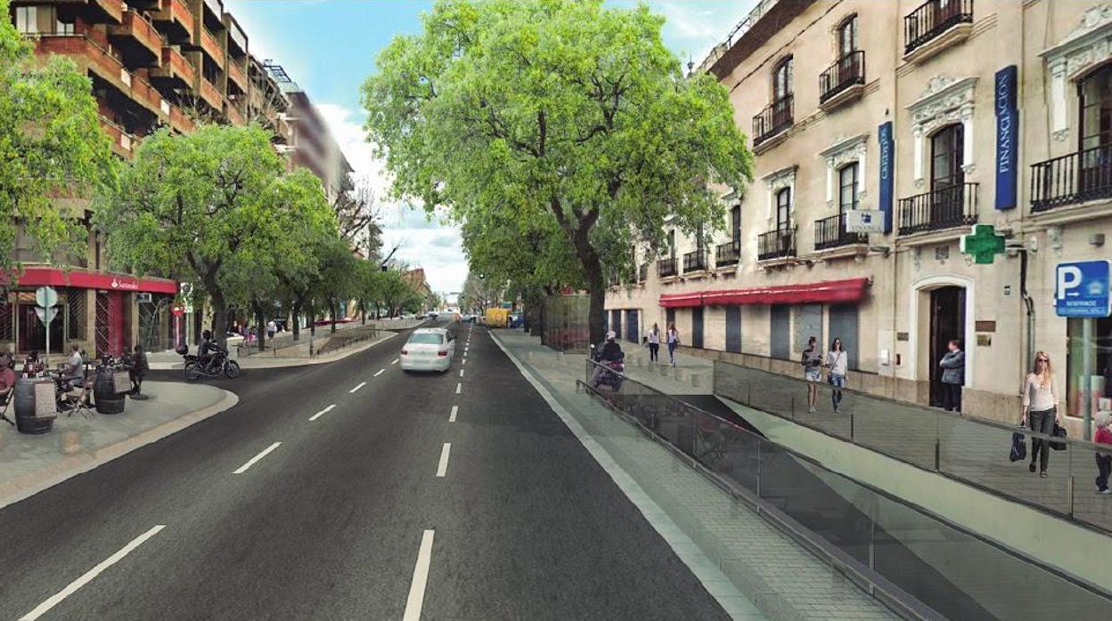 Recreación de Marqués de Paradas ya con el nuevo parking construido