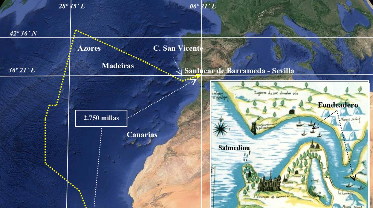Última travesía larga, de más de 2.700 millas, que tuvo que realizar la nao Victoria en su aventura