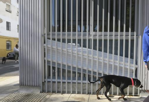 Persiana caída en una de las ventanas de uno de los pisos bajos