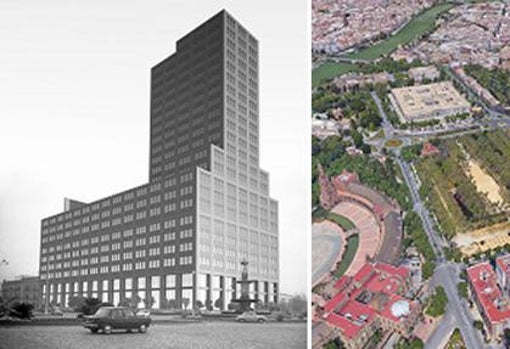 Recreación del edificio y de su ubicación en el Prado