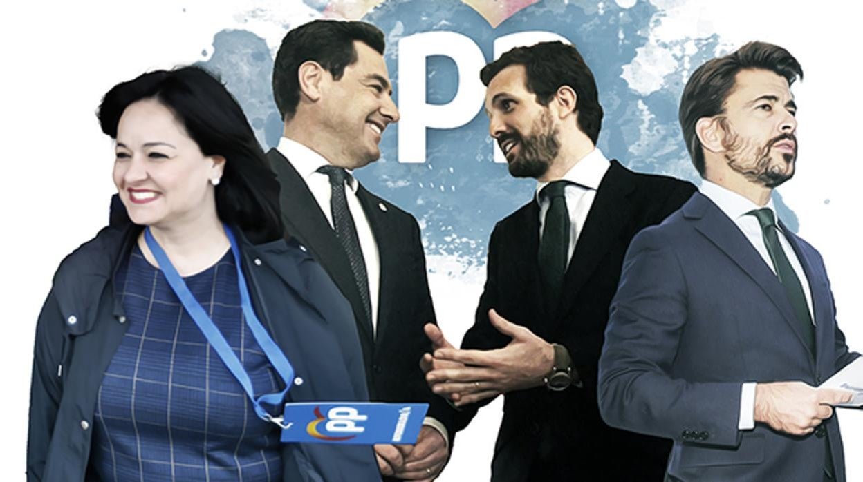 Virginia Pérez, Juanma Moreno, Pablo Casado y Beltrán Pérez
