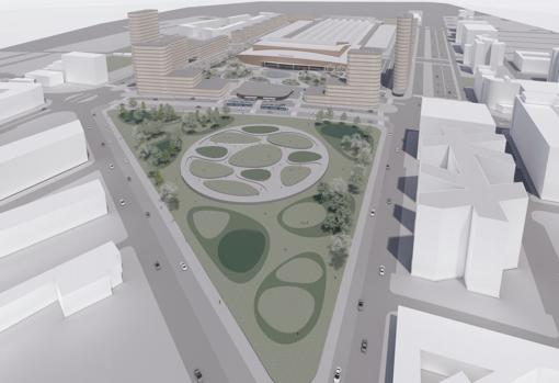 Una zona verde eliminaría el barranco ferroviario delante de Santa Justa