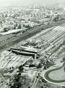 Vista aérea de las obras de construcción de la estación