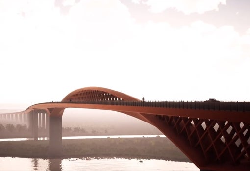 El puente tendrá una calzada de tres carriles por sentido, según este diseño