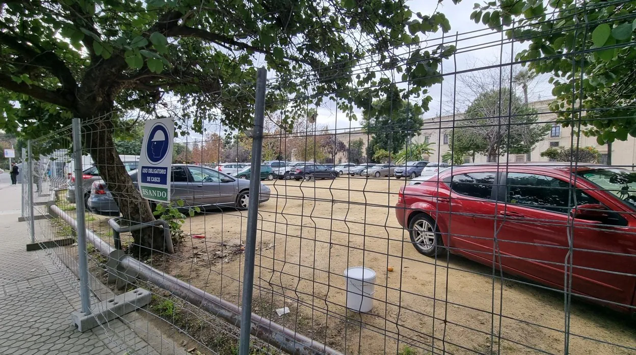 Estado actual de los coches aparcados entre la glorieta de El Cid y la Universidad de Sevilla