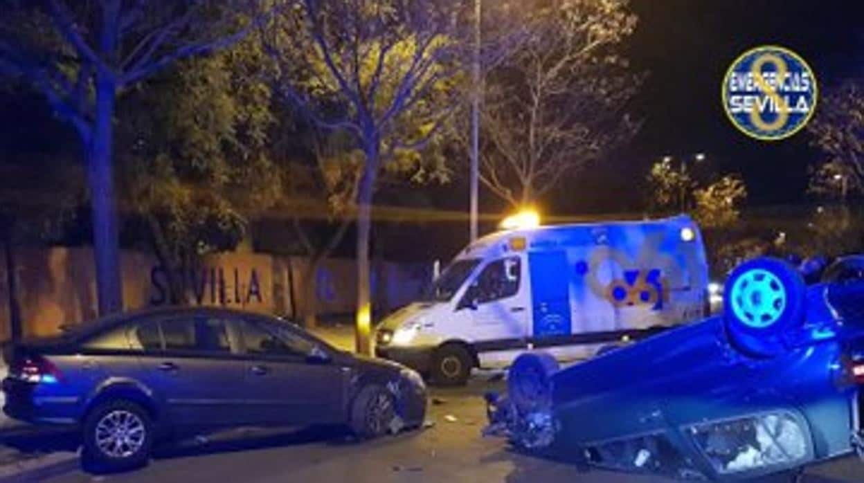 Los coches afectados por el accidente de esta noche en Sevilla