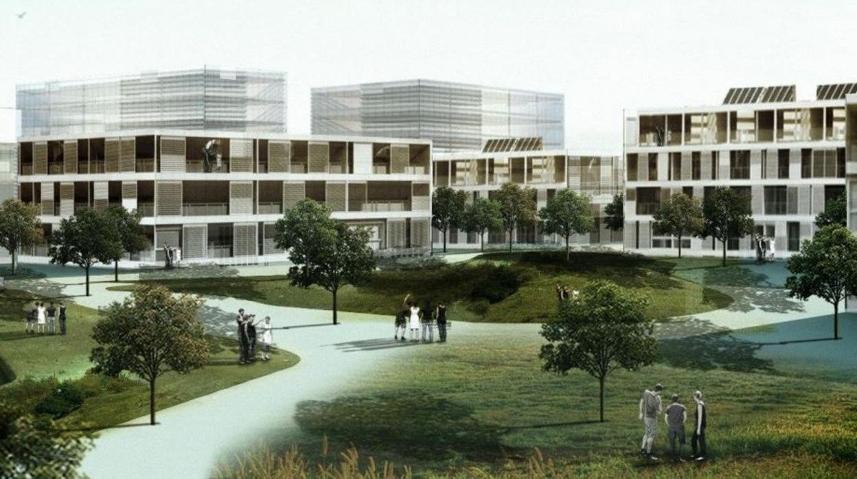 Recreación de las viviendas del nuevo barrio del Pítamo